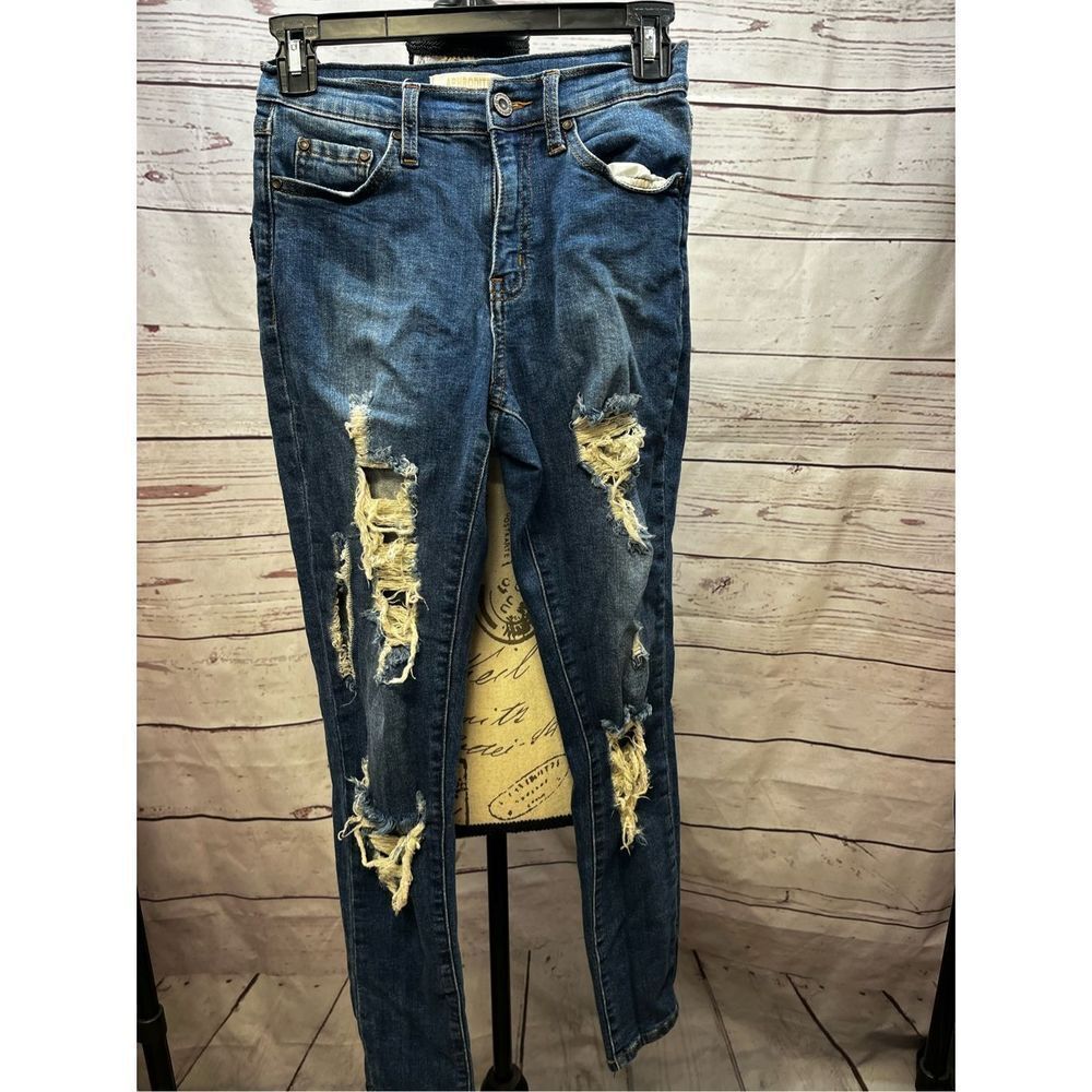 Aphrodite Womens Jeans Size 3 26 Blue Denim High Rise Distressed Ripped‎ Skinny